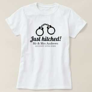Ik heb net Mr en Mrs. grappige handboeien nieuw br T-shirt