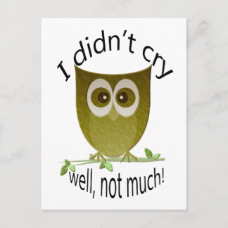 Ik heb niet gehuild, nou, niet veel! grappige Owl- Briefkaart