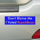 Ik heb niet gestemd voor de Republikeinse Bumperst Bumpersticker (Op auto)