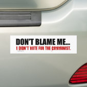 Ik heb niet voor de communist gestemd bumpersticker (Op auto)