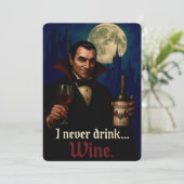"Ik heb nooit Drink… Wijn" Vampire Horror Humor Kaart (Staand voorkant)