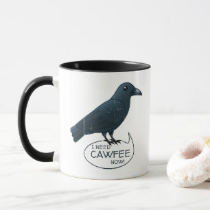 "Ik heb nu Cawfee nodig" Cute Caffeined Crow Mok