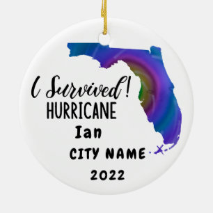 Ik heb overleefd. Hurrican Ian Custom Florida City Keramisch Ornament