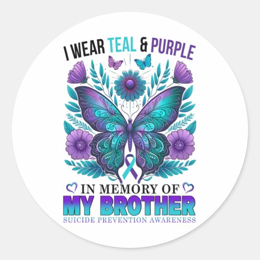 Ik heb Paarse Blauwgroen Draag ter nagedachtenis a Ronde Sticker (Voorkant)