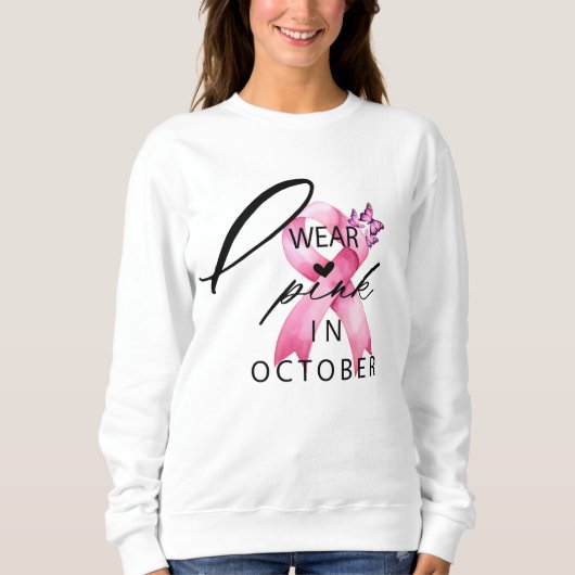 Ik heb Pink Draag in Oktober Breast Cancer Awarene Trui (Voorkant)
