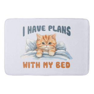Ik heb plannen met mijn bed - Gezellige Oranje kat Badmat
