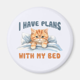 Ik heb plannen met mijn bed - Gezellige Oranje kat Magneet