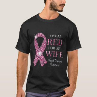Ik heb rood Draag voor mijn vrouw Red Ribbon Heart T-shirt