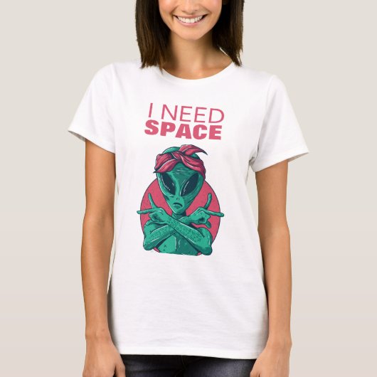Ik heb ruimte nodig Funny Alien Introvert Sociale  T-shirt (Voorkant)