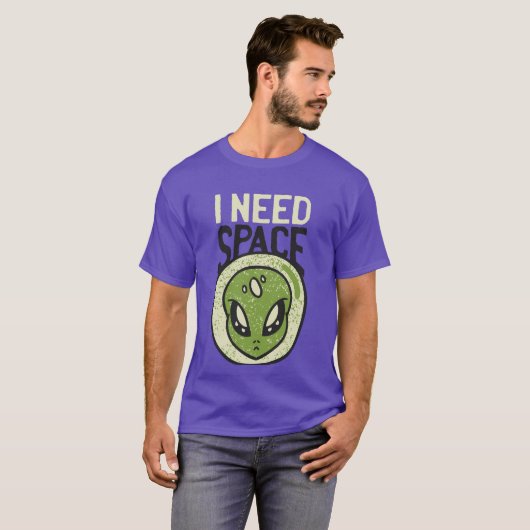 Ik heb ruimte nodig, grappige Alien Introvert Soci T-shirt (Voorkant volledig)