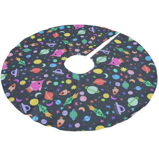 Ik heb ruimte UFO Rocket Saturn Patroon nodig Kerstboom Rok (Gekanteld)