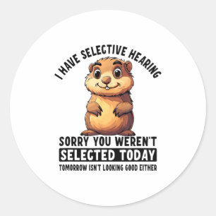 Ik heb selectief gehoor bosmarmot ronde sticker