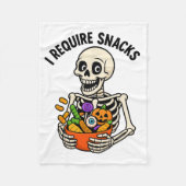 Ik heb snacks nodig Grappig skelet Halloween meme Fleece Deken (Voorkant)