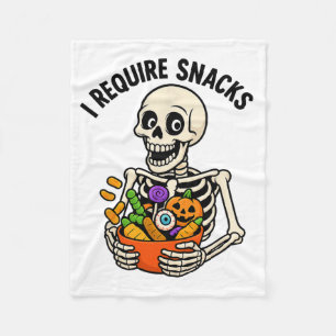 Ik heb snacks nodig Grappig skelet Halloween meme Fleece Deken