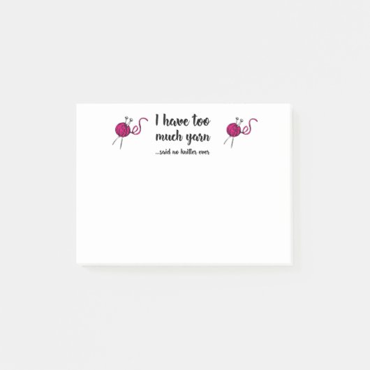Ik heb te veel Yarn Funny Knitters Gezegde Post-it® Notes (Voorkant)