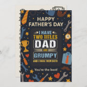 Ik heb twee titels Pap en Grummy Vaders Day Gift Kaart (Voorkant / Achterkant)