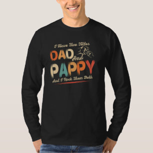 Ik heb twee titels vader en papie Mannen retro dec T-shirt