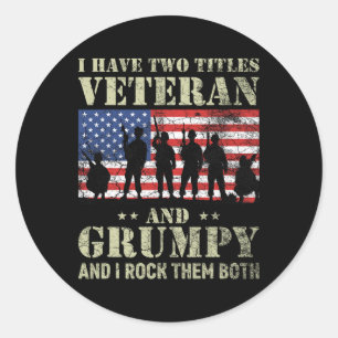 Ik heb twee titels veteraan en chagrijnige grappig ronde sticker