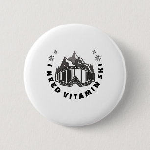 Ik heb Vitamin Ski nodig Ronde Button 5,7 Cm
