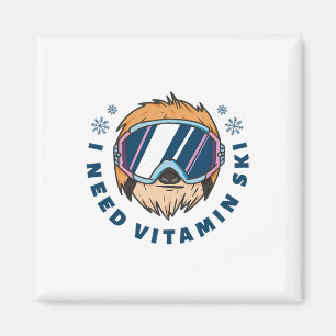 Ik heb vitamine Ski nodig - Skiën  Magneet