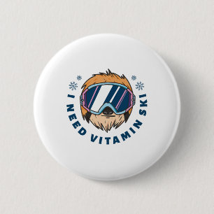 Ik heb Vitamine Ski nodig - Skiën Ronde Button 5,7 Cm