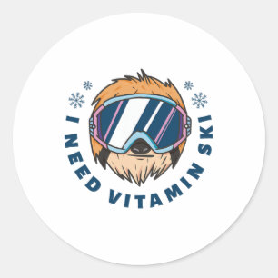 Ik heb Vitamine Ski nodig - Skiën Ronde Sticker