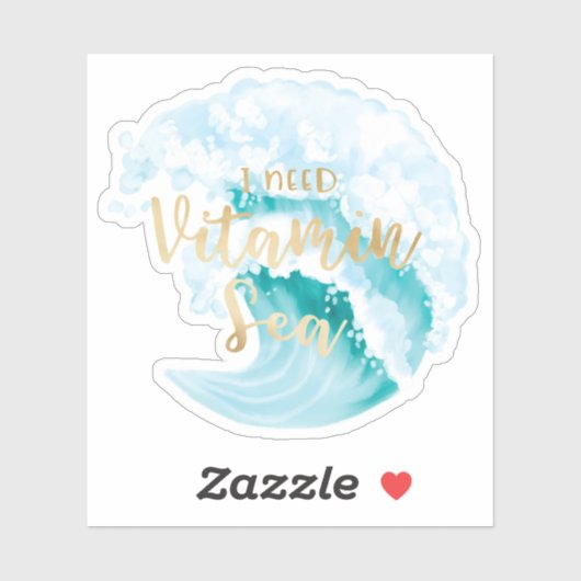 Ik heb vitamine Zee Aqua Waterverf Ocean Waves nod Sticker (Vel)