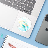 Ik heb vitamine Zee Aqua Waterverf Ocean Waves nod Sticker (Laptop met iPhone)