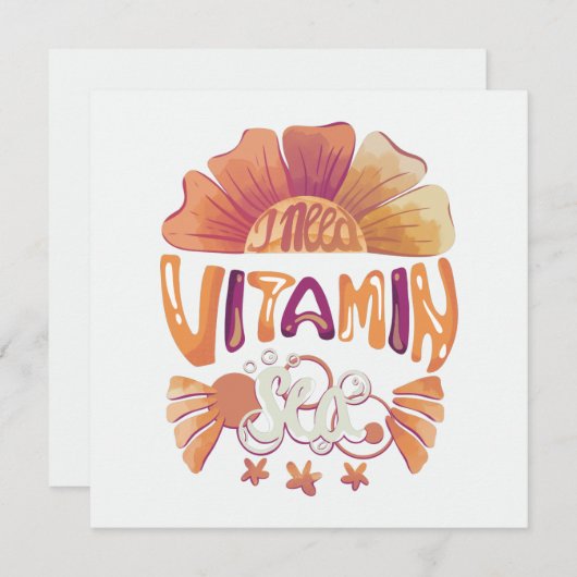 Ik heb vitamine Zee nodig: met de hand geschreven Feestdagenkaart (Voorkant / Achterkant)