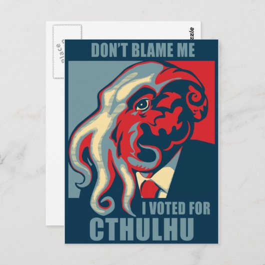 Ik heb voor Cthulhu gestemd. Briefkaart (Voorkant / Achterkant)