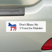 Ik heb voor Dukakis gestemd Bumpersticker (Op auto)