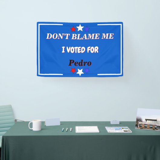 Ik heb voor  naam gestemd. spandoek (Beurs)