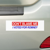 Ik heb voor Romney gestemd. Bumpersticker (Op auto)
