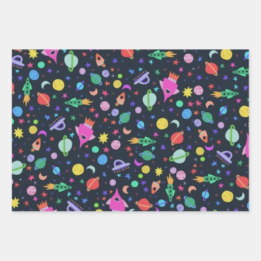 Ik heb wat ruimte-UFO-patroonpatroonbeelden nodig Inpakpapier Vel (Voorkant 2)