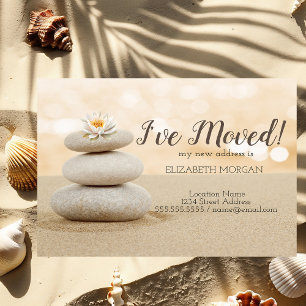 Ik heb Zen Stones Lotus Sand Nieuw Adres verplaats Aankondigingskaart