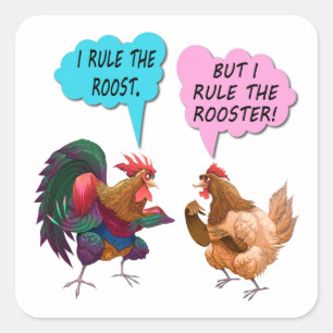 Ik heers over de haan vierkante sticker