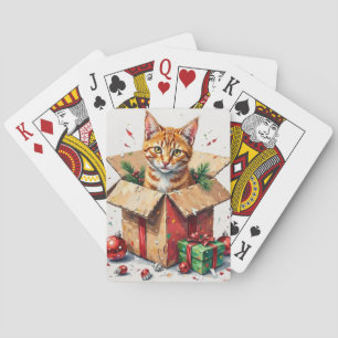 Ik help uitpakken! Grappige kat in kerst verzenddo Pokerkaarten
