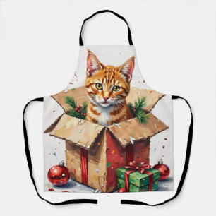 Ik help uitpakken! Grappige kat in kerst verzenddo Schort