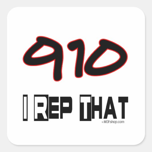 Ik herhaal dat netnummer van 910 vierkante sticker (Voorkant)