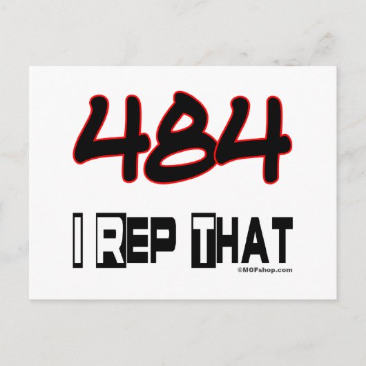 Ik herhaal die 484-gebiedscode briefkaart (Voorkant)