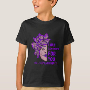 Ik herinner me voor jou Butterfly Alzheimer Awaren T-shirt