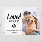 Ik hield van haar eerste aangepaste foto-weddensch save the date (Voorkant)