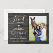 Ik hield van haar eerste Rustic Pet Wedding Aankondigingskaart (Voorkant / Achterkant)