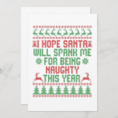 Ik hoop dat de kerstman me zal laten pesten omdat  bedankkaart (Voorkant / Achterkant)