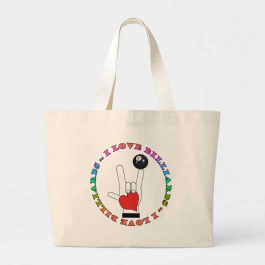 IK HOOP VAN BILLIARDS ASL SIGN TAAL GROTE TOTE BAG (Voorkant)