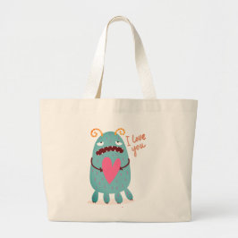 IK HOOP VAN JE HAPPY MONSTER PERSONALISEERDE Canva Grote Tote Bag