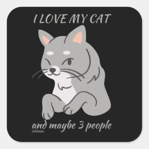 IK HOOP VAN MIJN KAT EN MISSCHIEN 3 MENSEN schatti Vierkante Sticker