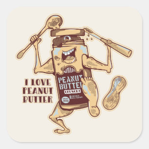 IK HOOP VAN PEANUT BUTTER VIERKANTE STICKER