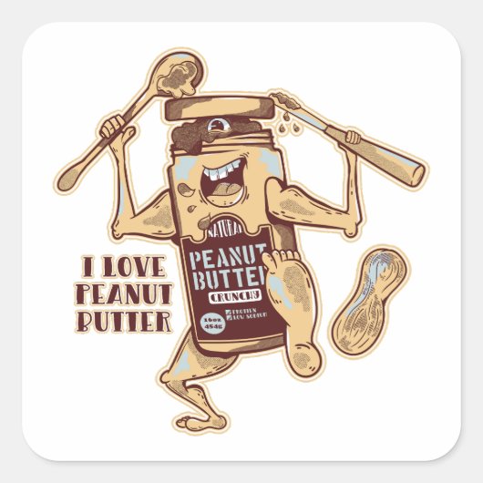 IK HOOP VAN PEANUT BUTTER VIERKANTE STICKER (Voorkant)