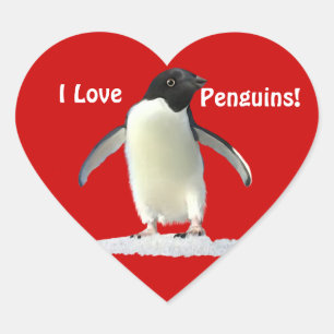 IK HOOP VAN PENGUINES Cute Heart Stickers